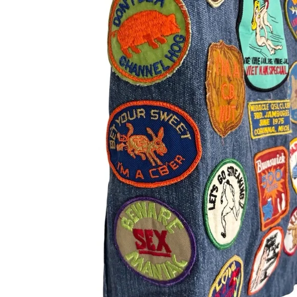 Vintage Sassy Denim Jacket with Colorful Patches - Picture 3 of 5